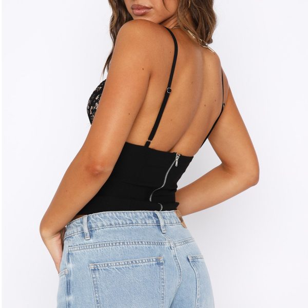 Women's V-neck Camisole Lace Vest =