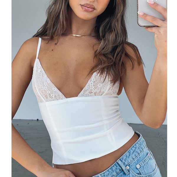 Women's V-neck Camisole Lace Vest =